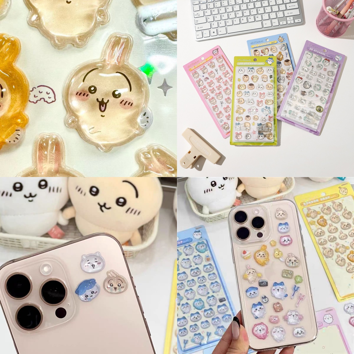 Phone Accessories Aesthetic - Pegatina 3D en relieve Chiikawa, pegatinas