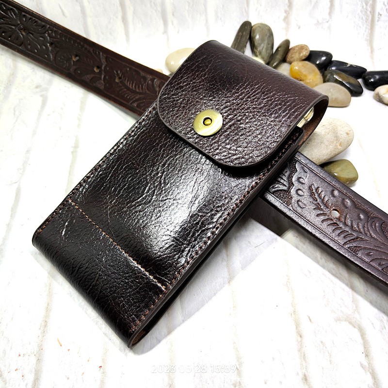 Riñonera de cuero genuino para - Phone Accessories Men reseña y precio